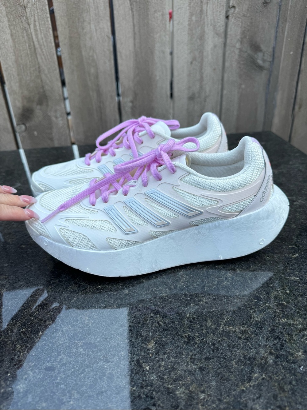 Adidas Adizero Aruku Platform Sneakers – White/Lilac size 8 1/2
